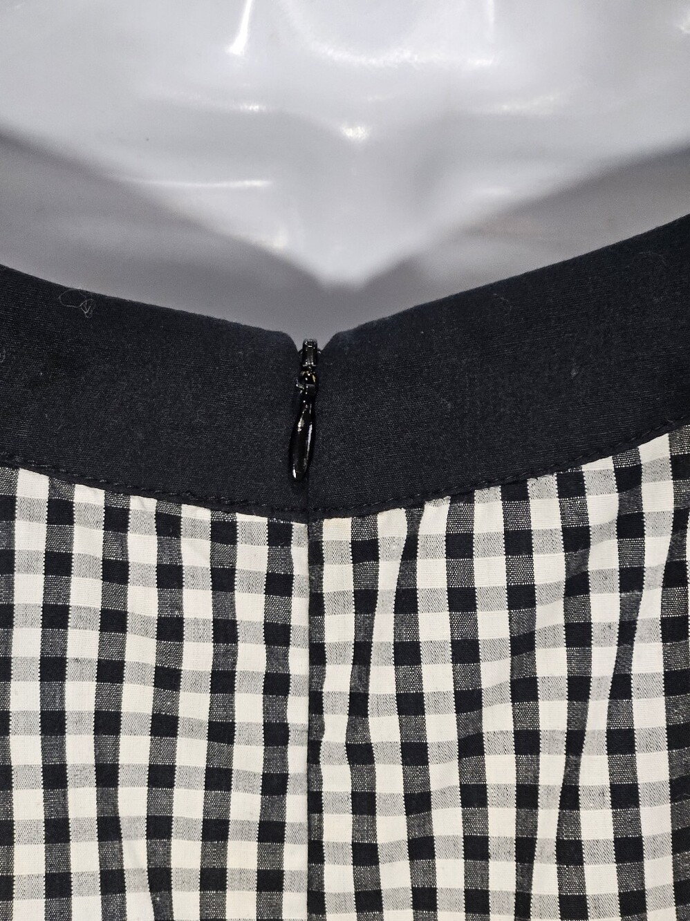 0207 Rabbit Rabbit Rabbit Designs Gingham Dress Black White Size 12 Retro Fall - Picture 5 of 14